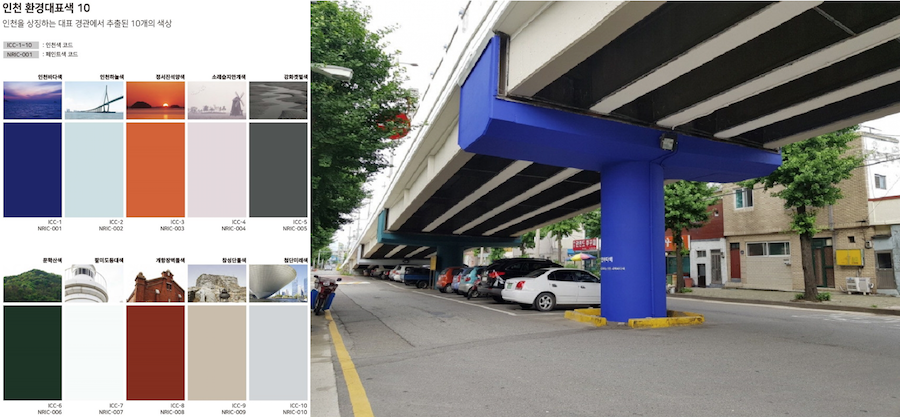 인천 대표 환경 10색은 시 곳곳의 공공시설물의 표면에 입혀지고 있다.