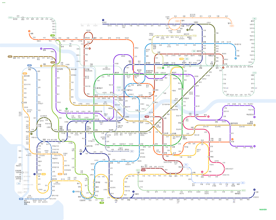 서울시 지하철 노선도.