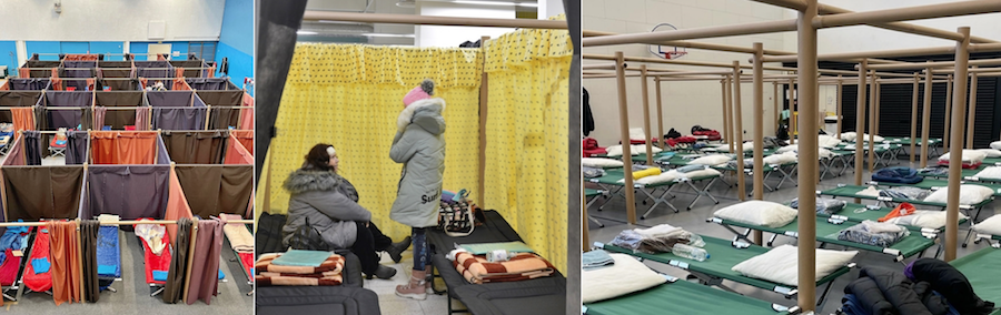 우크라이나 난민을 위해 프랑스 체육관에 임시로 마련된 PPS