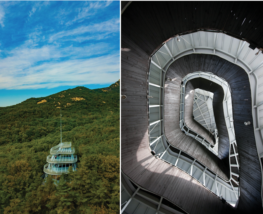 덜란드의 건축 사무소 MVRDV가 설계한 전망대는 안양시를 비롯한 안양예술공원 전체를 조망할 수 있다. 사진 제공: 안양문화예술재단