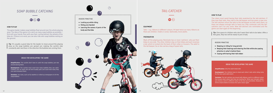 20여 종의 자전거 게임을 담은 책자 PDF(SOAP BUBBLE CATCHING, TAIL-CATCHER)